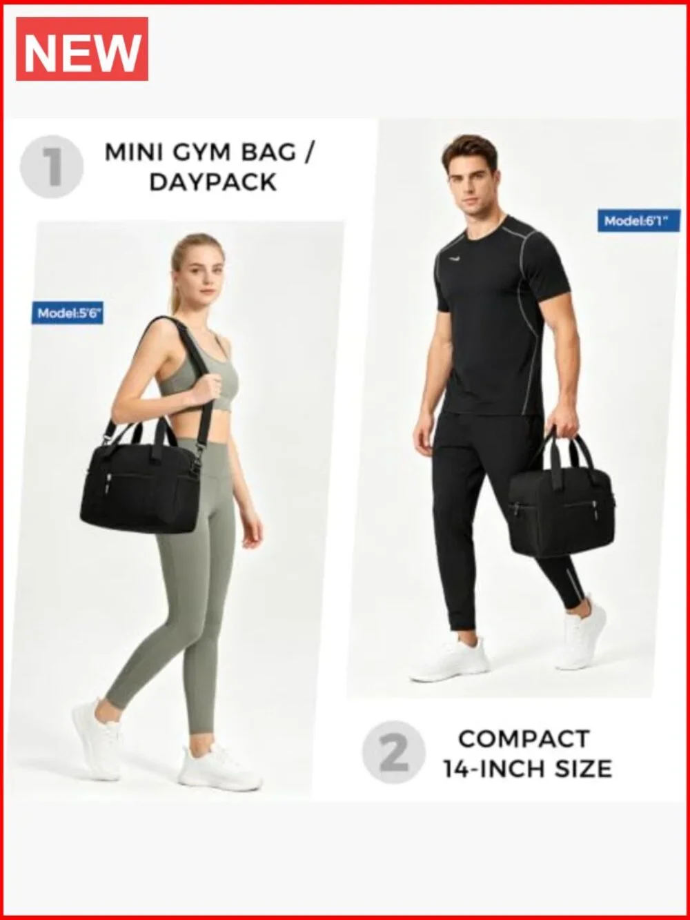 14 Inch Small Gym Bag Mini Duffle for Travel Sports Lightweight Carry On